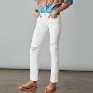 Pilcro Anthropologie Jeans Womens 27 White Distressed Mid Rise Slim Boyfriend
